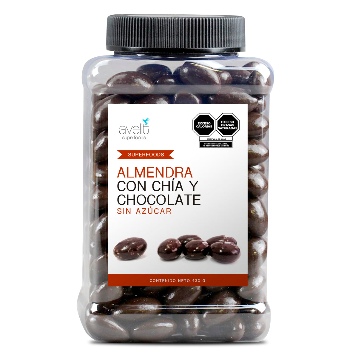 Almendra con chía y chocolate sin azúcar 430g